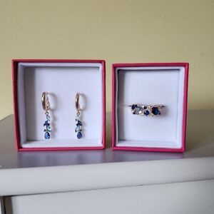 585RG Stamped Turquiose Ring & Earring Set